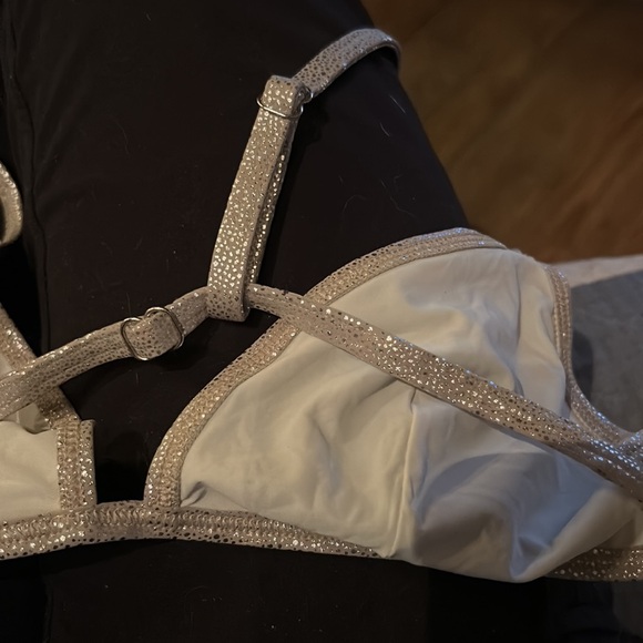 NWOT FP x SOLID & STRIPED lulu metallic speckled swim top size large - Picture 10 of 10